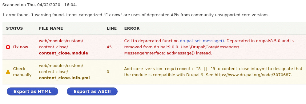 drupal deprecated code