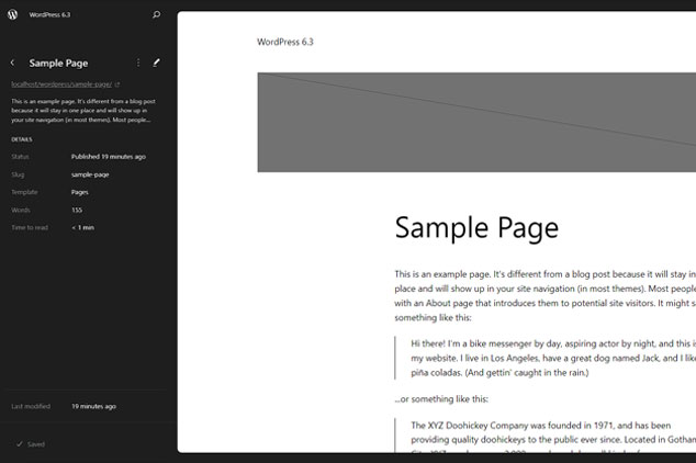 WordPress 6.3 New Icon in Site Editor to View Page in New Tab